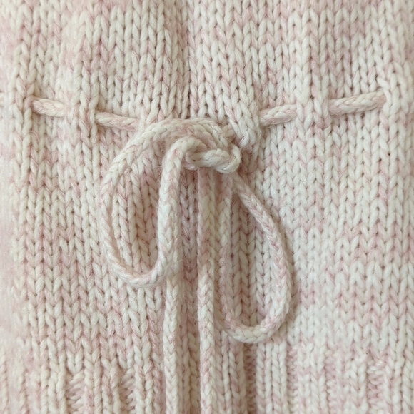 Loft Wool Blend Classic Marled Knit Tie Waist Cowl Neck Sweater Pink Cream M - Picture 6 of 10